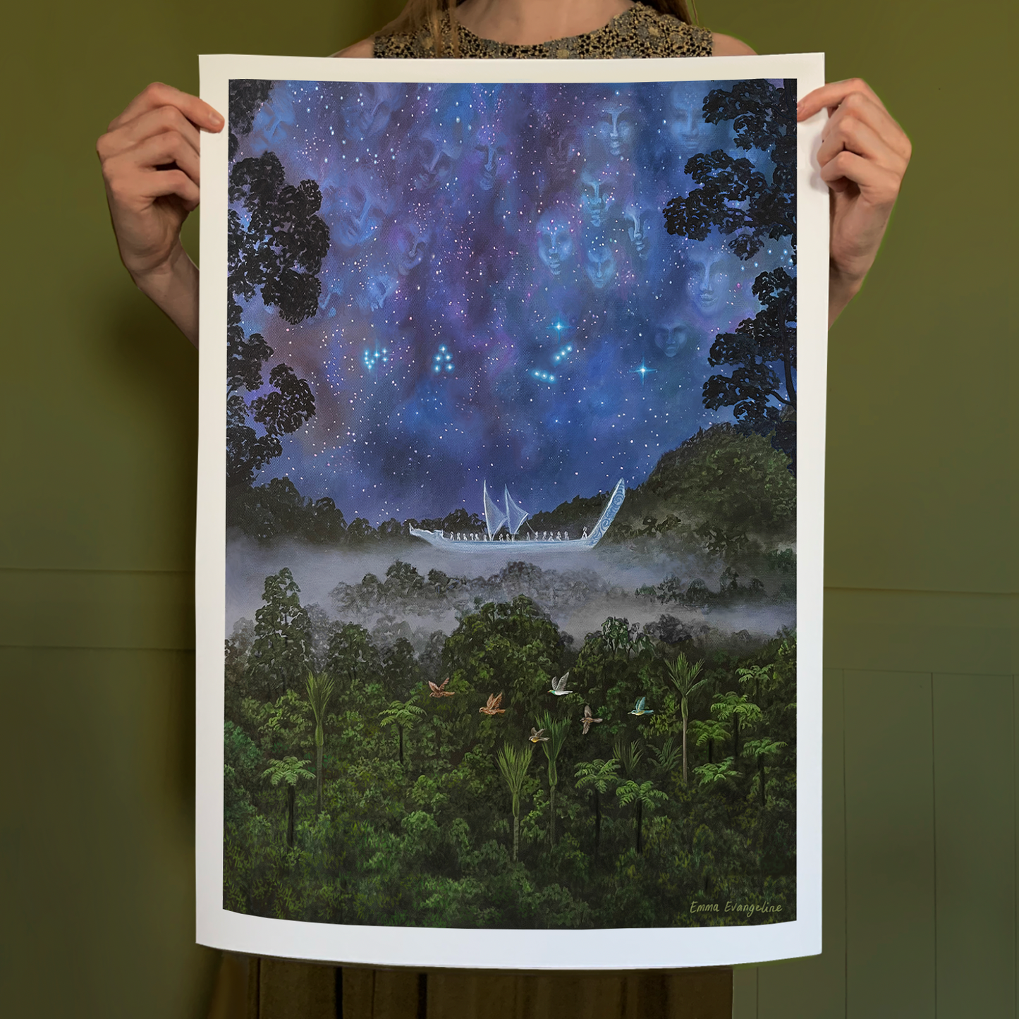 Te Waka O Rangi Portrait - Paper Print