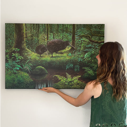 Kiwis In Coromandel Canvas Print - 900mm x 600mm